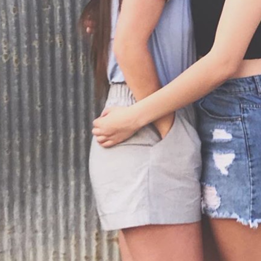 Grey Striped Shorts